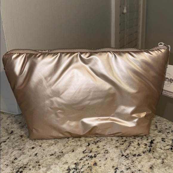 My Tagalongs Mine. Shimmering Blush Puffer Cosmetic Makeup Bag - Picture 2 of 3